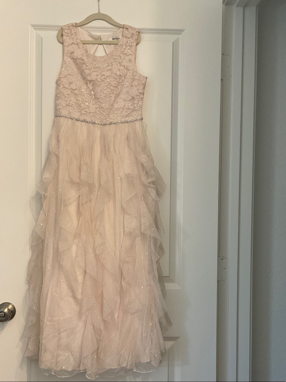 Speechless Blush Pink Ruffled Lace Formal Dress for Girls
